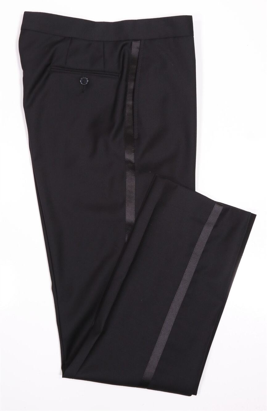 Calvin Klein Mens Slim Fit Black Formal Wedding Tuxedo Wool Dress Pants 30x32